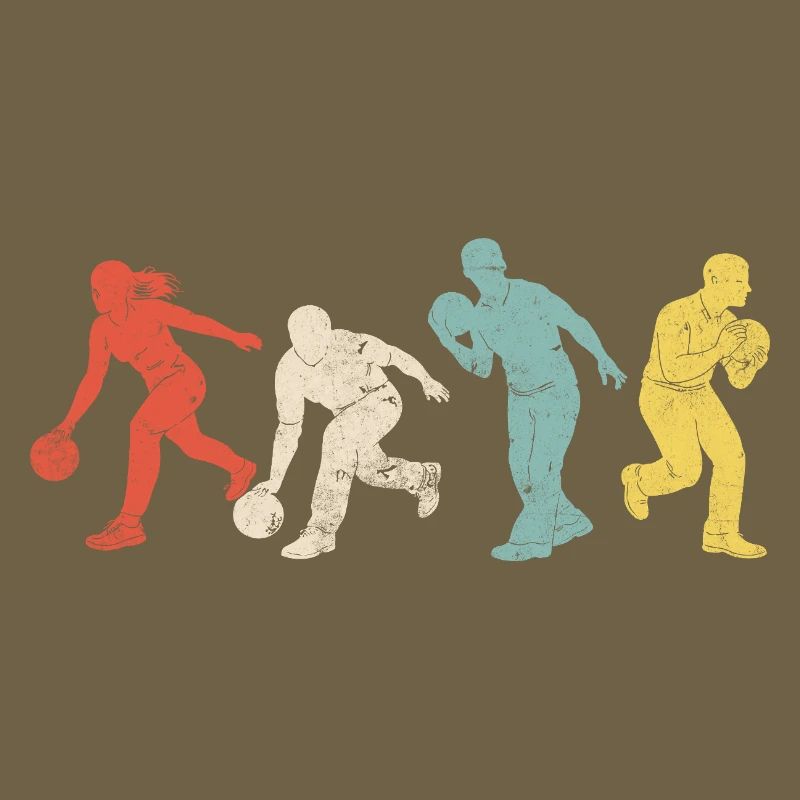 Silhouettes dynamiques de bowling en couleurs