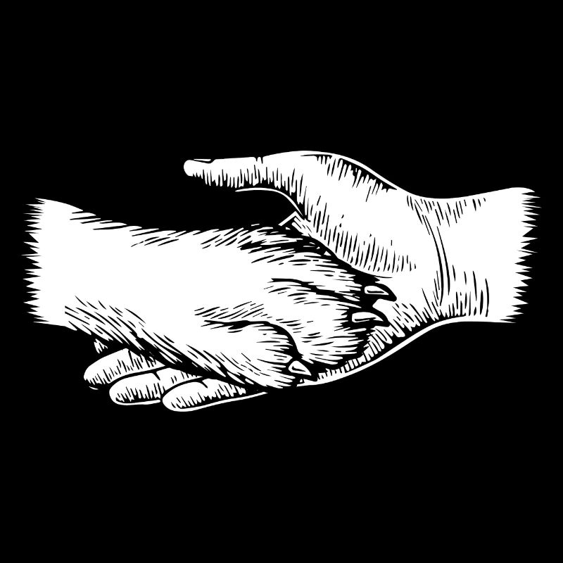 Chien et maître - Silhouette de main et de patte