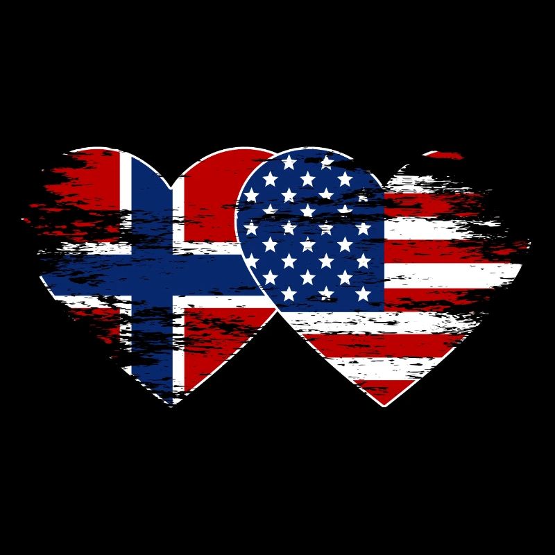Norvège États-Unis drapeau utilisé coeur
