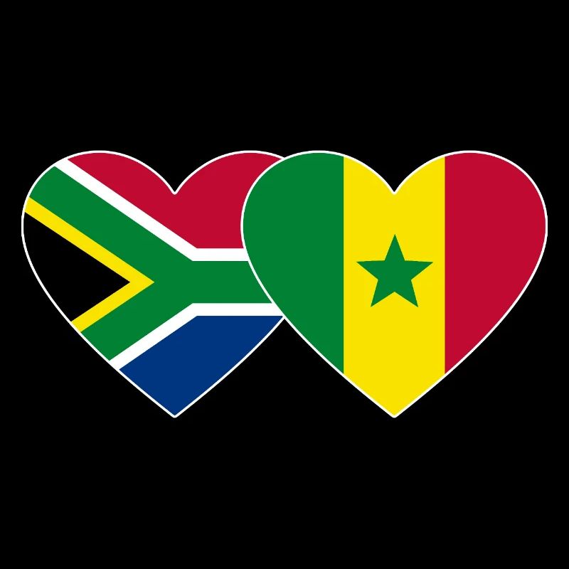 Afrique du Sud Sénégal Drapeau Mains Coeur Forme