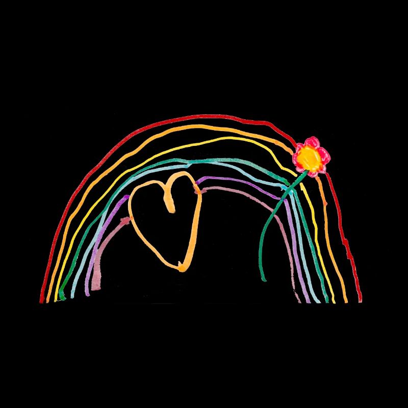 Regenbogen mit Herz und Blume