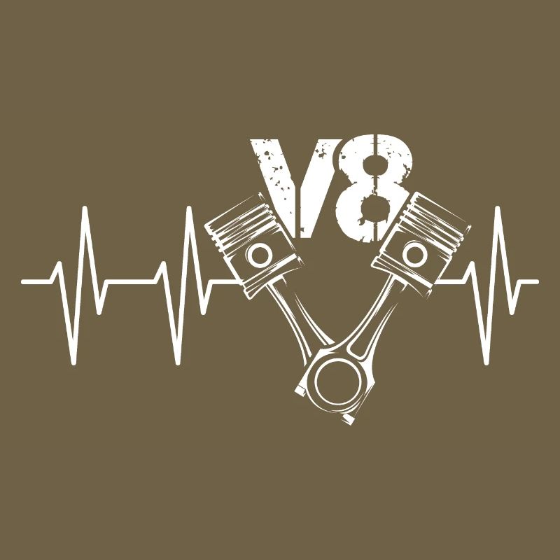 v8 engine icon heartbeat pulse piston racing icon