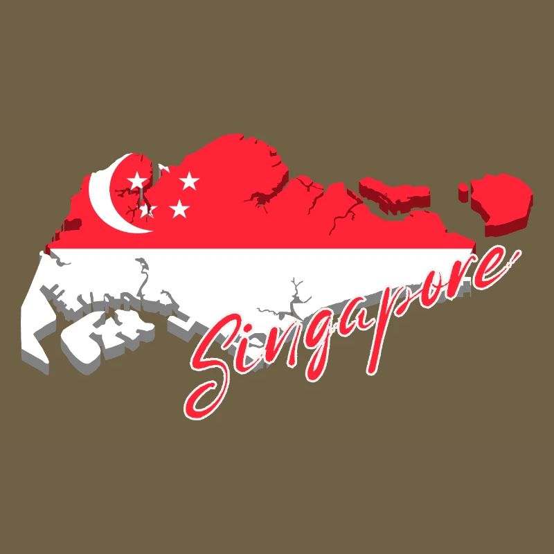Carte de Singapour, drapeau de Singapour