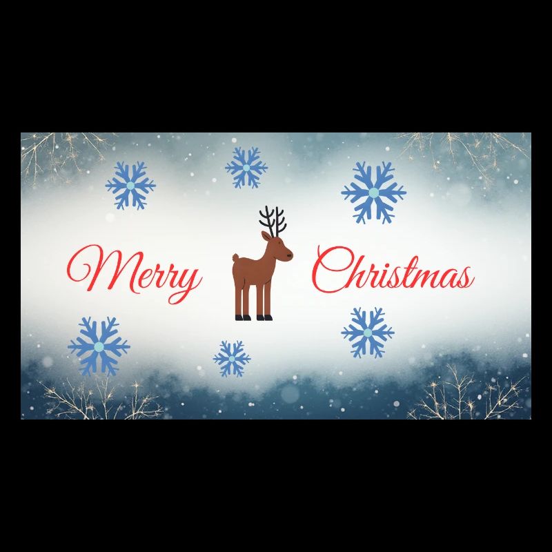 Merry Christmas Deer Motif with Snowflakes