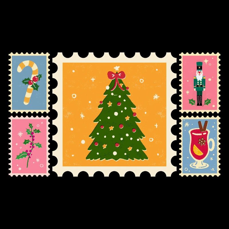 Weihnachtsbaum im Briefmarkenstil