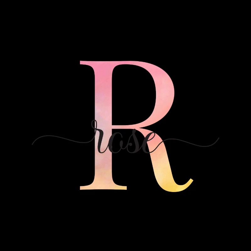 R | Monogram | Name | Rose |Watercolor