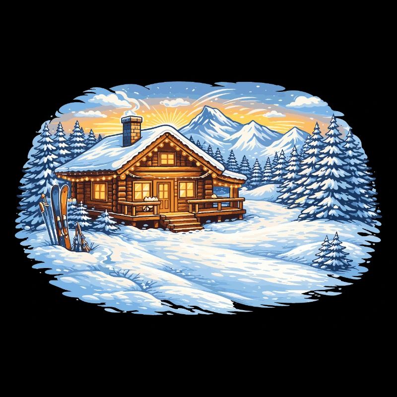 Winter ski hut in the mountains – Alpine idyll