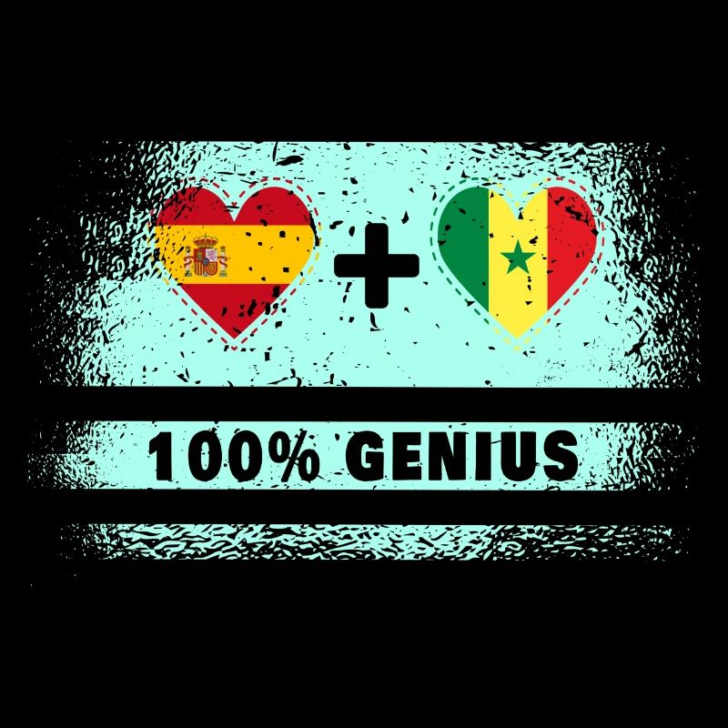 Spain and Senegal flag 100% genius