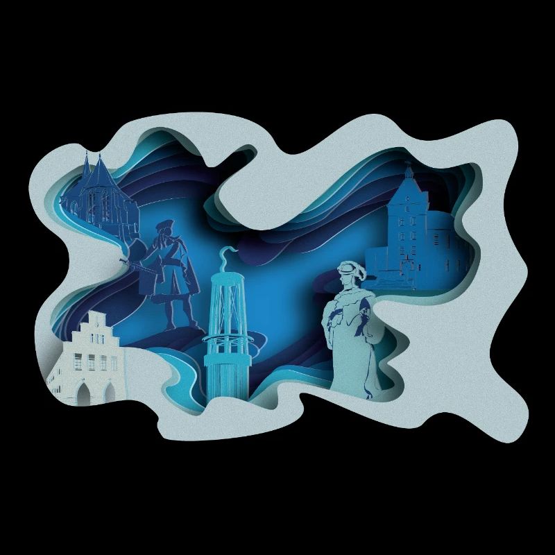 Silhouette de la ville de Moers à l’aspect hydrographique