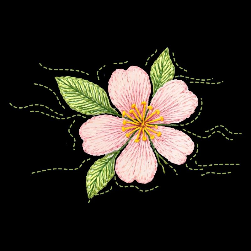 Fleur de cerisier dans un style broderie