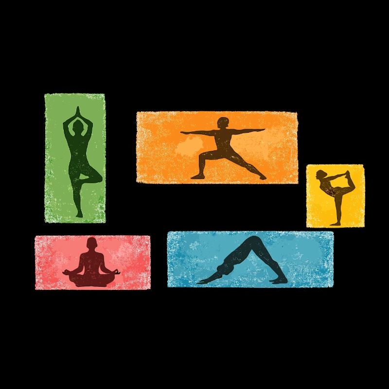 Bunte Yoga Silhouetten
