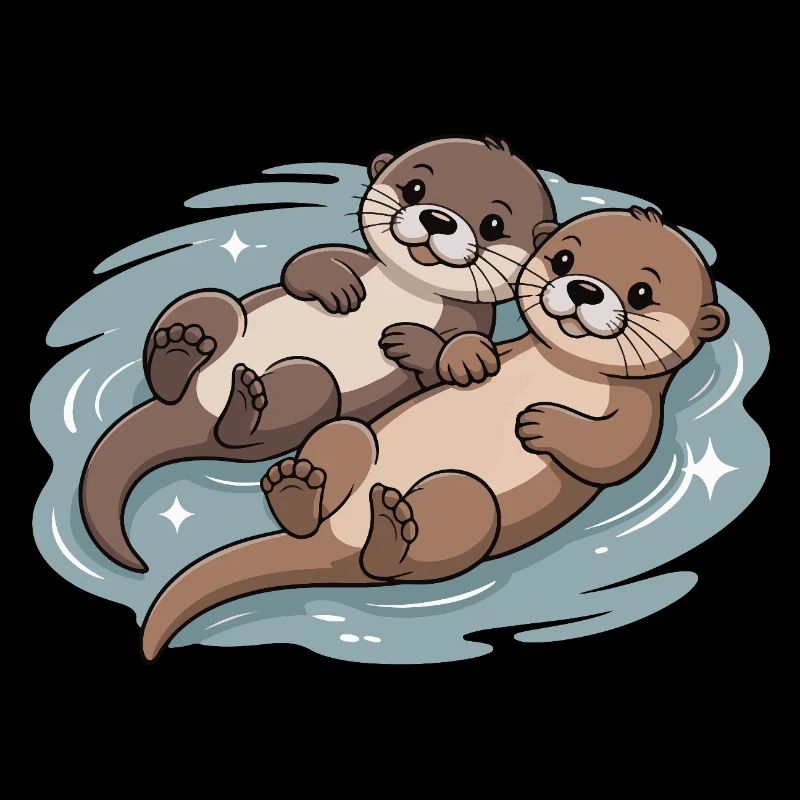 Cute Otter Couple