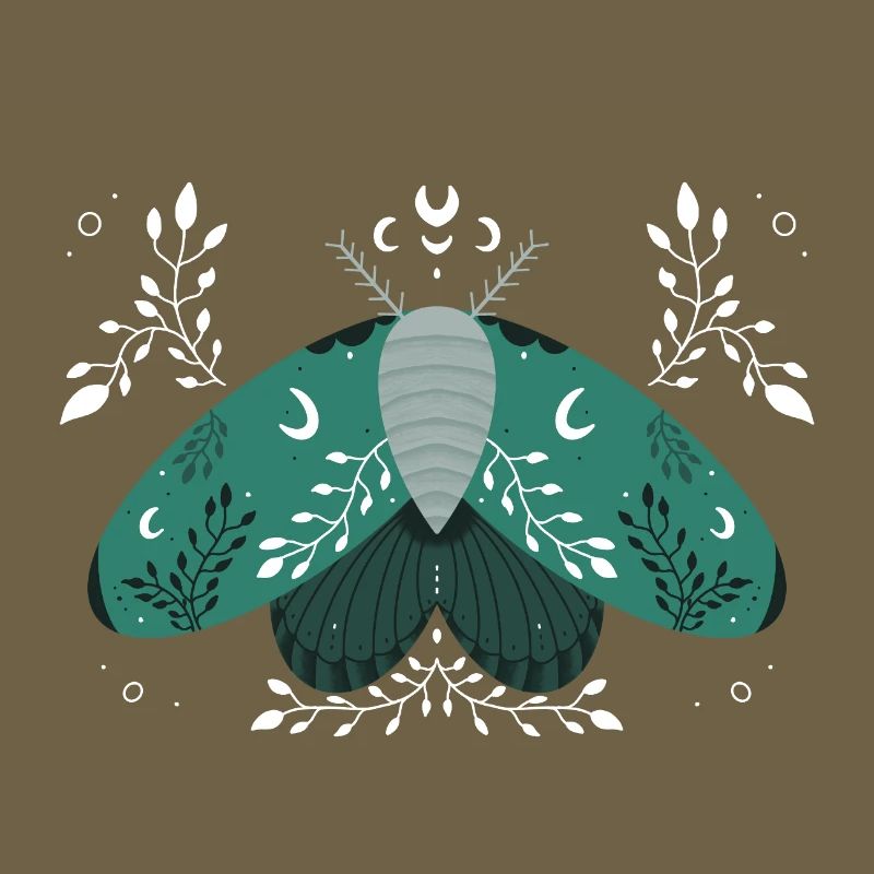 Papillon de nuit vert avec feuillage