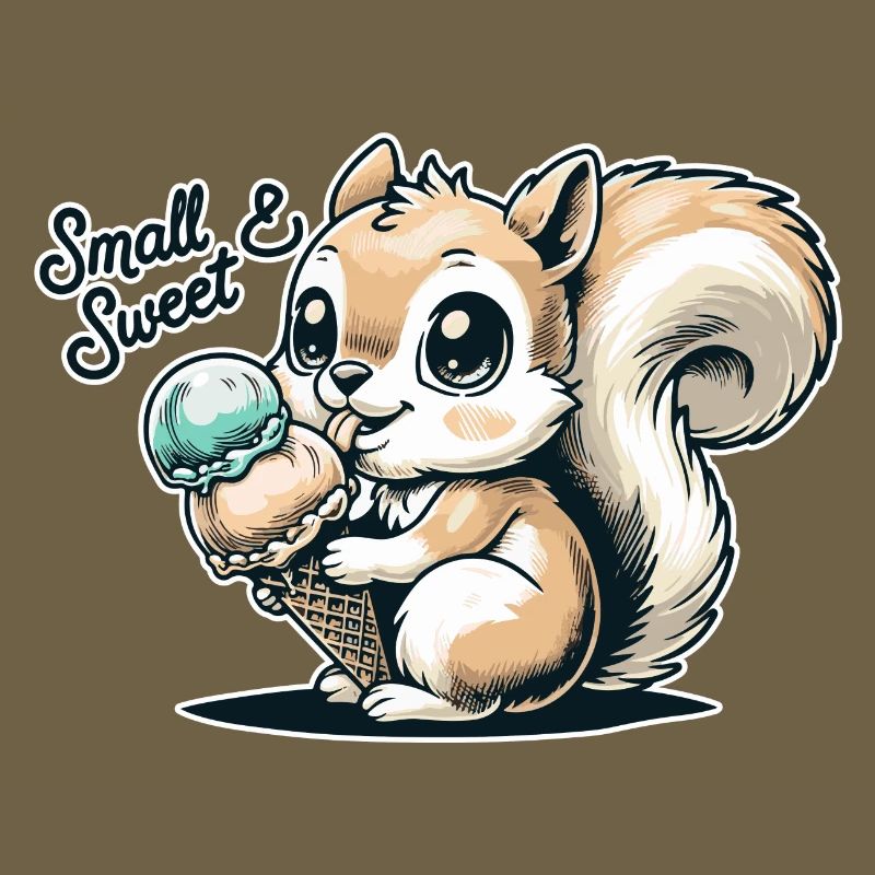 Écureuil de dessin animé mignon avec de la crème glacée