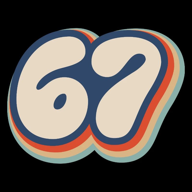 67 - Sixty Seven Nummer 67 Vintage Retro Meme Six