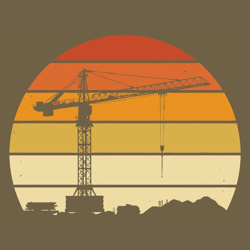 Kranführer Retro Design – Baustelle & Baukran