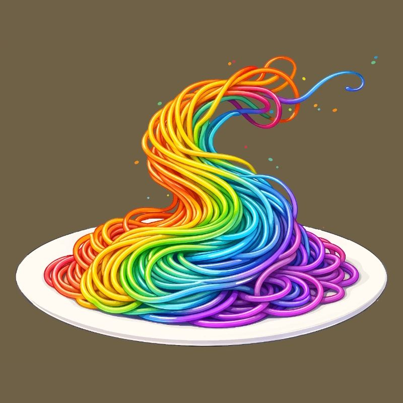 Rainbow Spaghetti Illustration