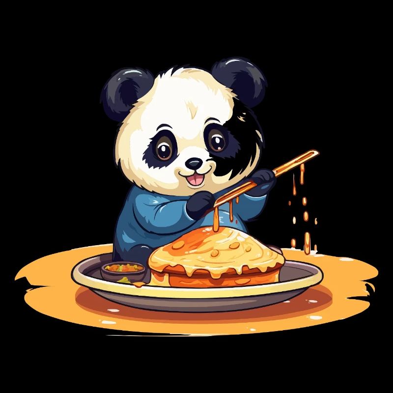 Panda Cooking Pancakes