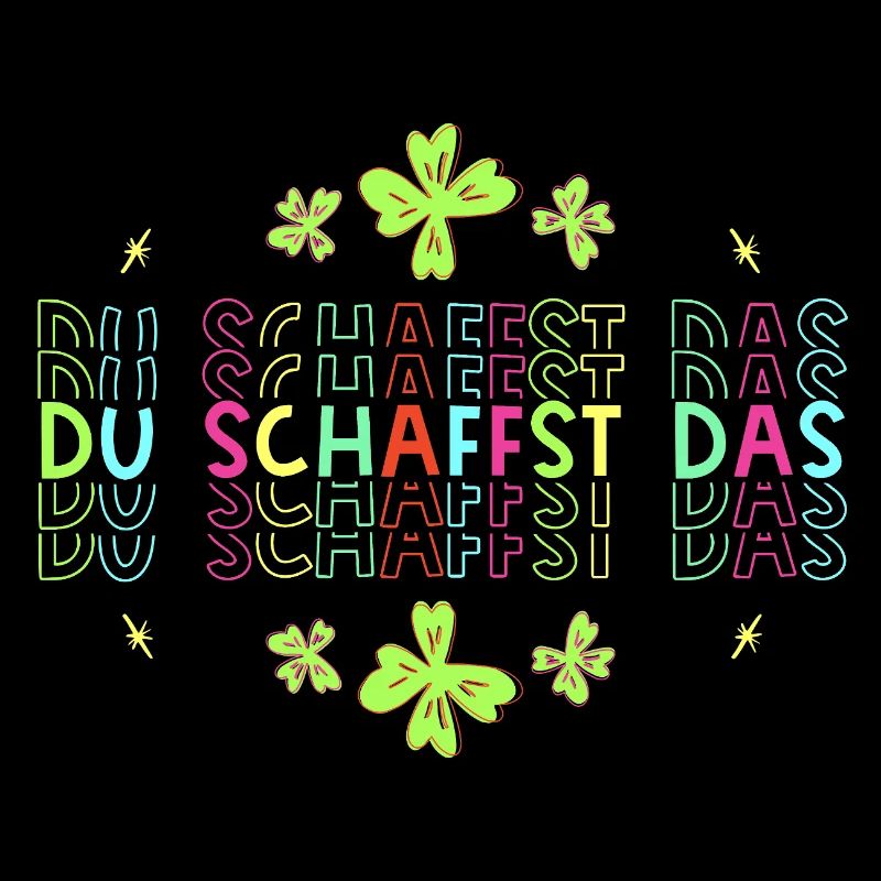 Du schaffst das! Glücksbringer Glücksklee neon