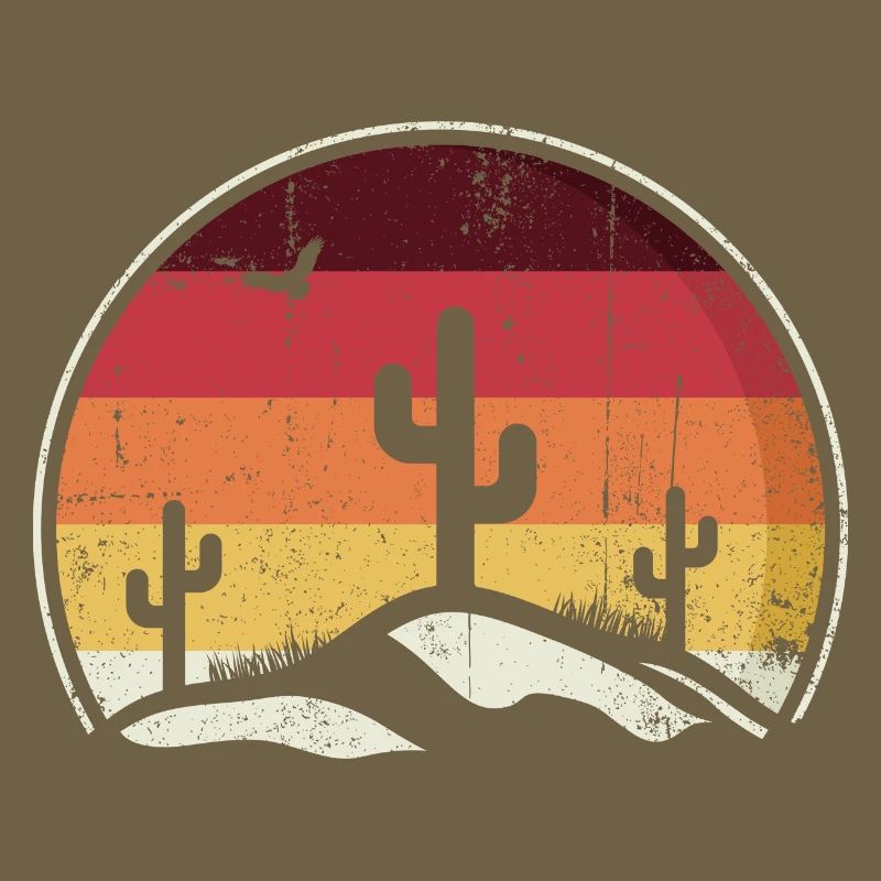Cercle de cactus du coucher de soleil du désert