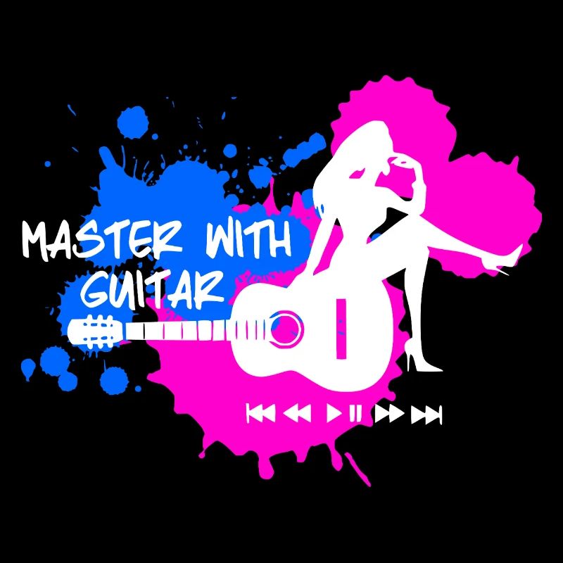 Master with guitar - Blau Pink Weiß