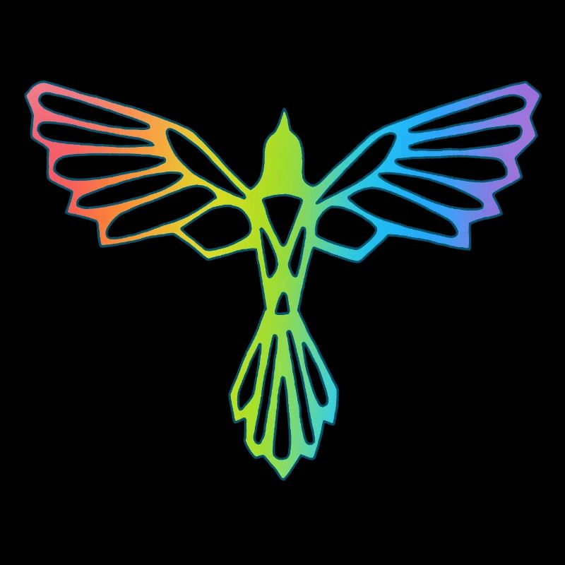 The flight of the multicolored bird
