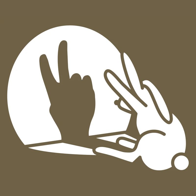 Funny rabbit hare shadow hand victory peace V sign