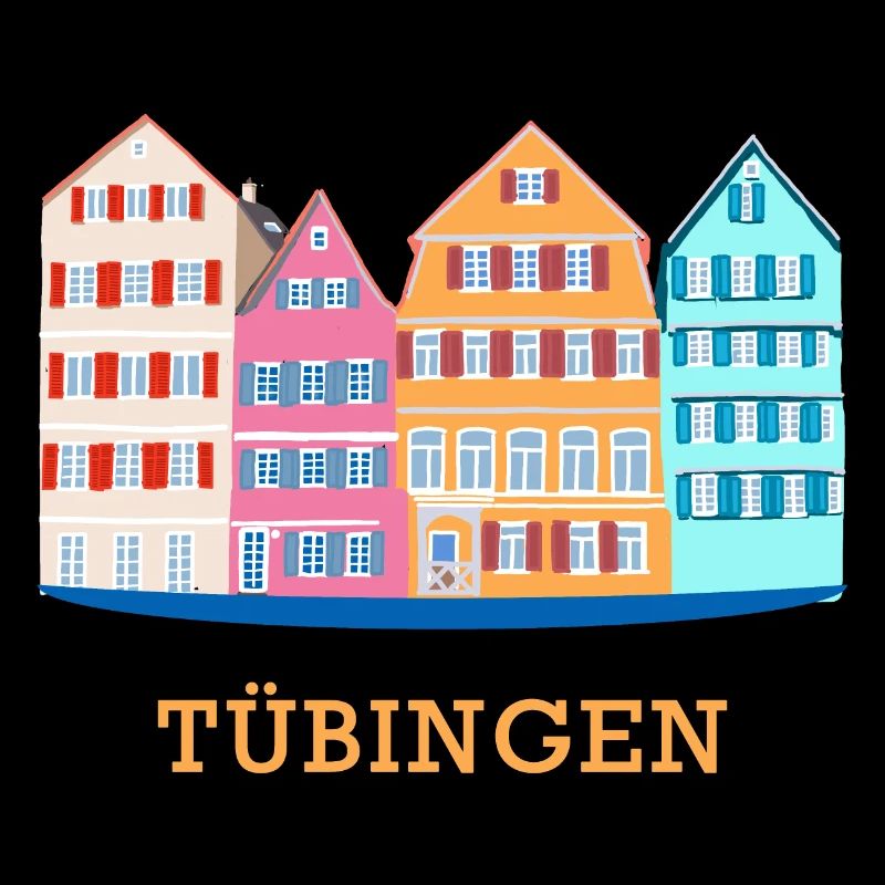 Tübingen, Neckar view, drawing, Germany