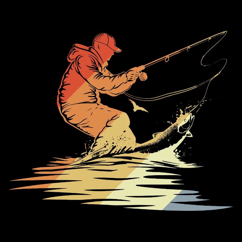 Fischen Grafik Retro Stil