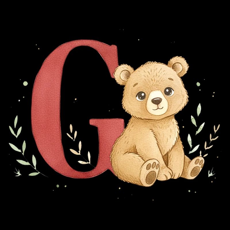 Aquarell Bär mit Buchstabe G