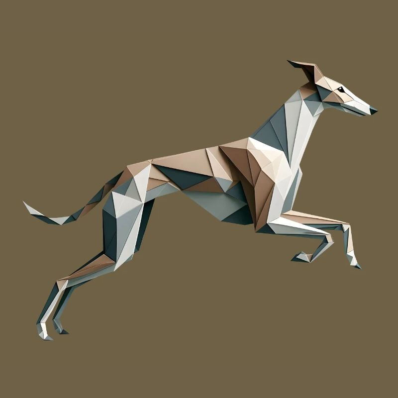 Jagdhund läuft Origami Geometrisch 3D