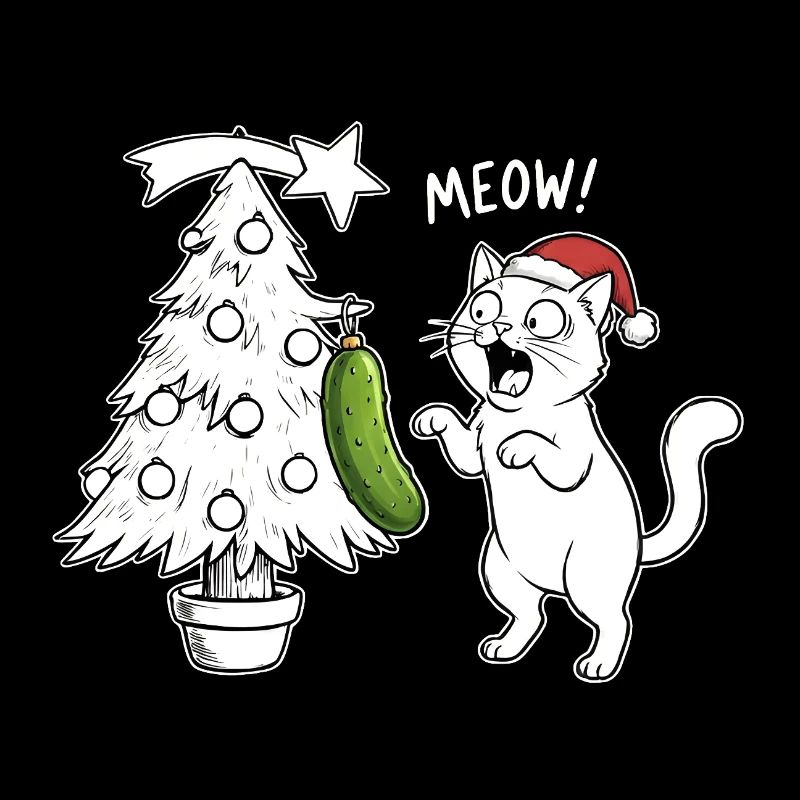 Amusement félin de Noël avec du concombre