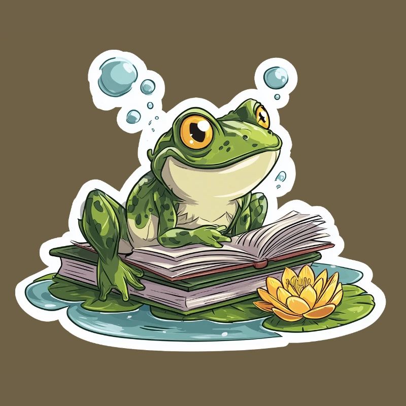 Frog Reading Pond Librarian Humor Reading