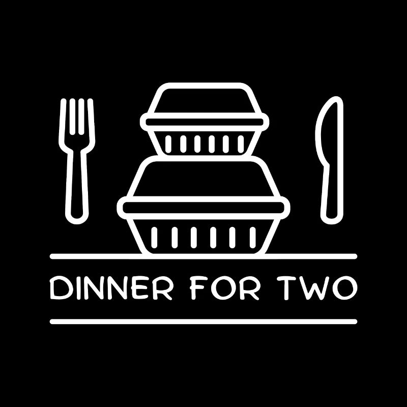 Dîner pour deux – boîtes à emporter, fourchette, couteau.