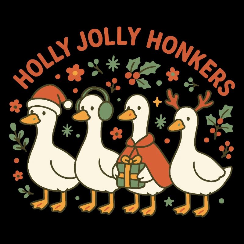 Christmas Goose Holly Jolly Honkers Fun Design