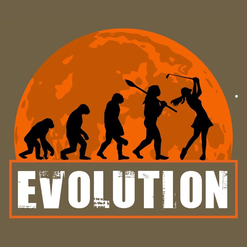 Evolution of Golf Golfing Girl Gift Golf Player