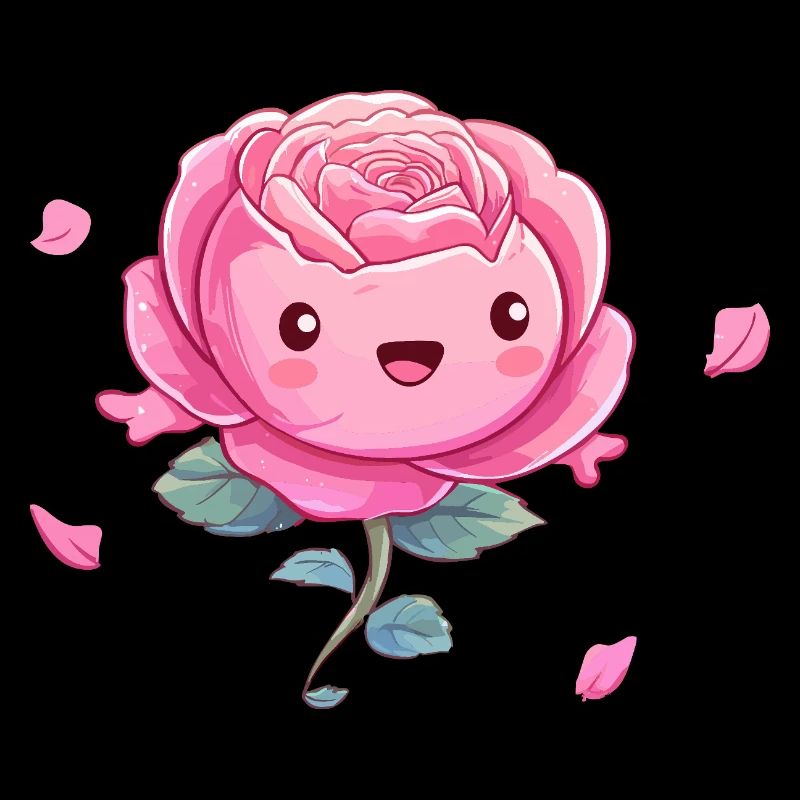 Kuschelige Rosa Rose Cartoon