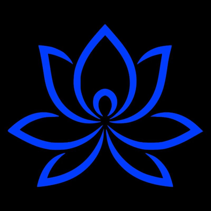 Éventail de Lotus Bleu à la Ligne Fleur Fleur Fine