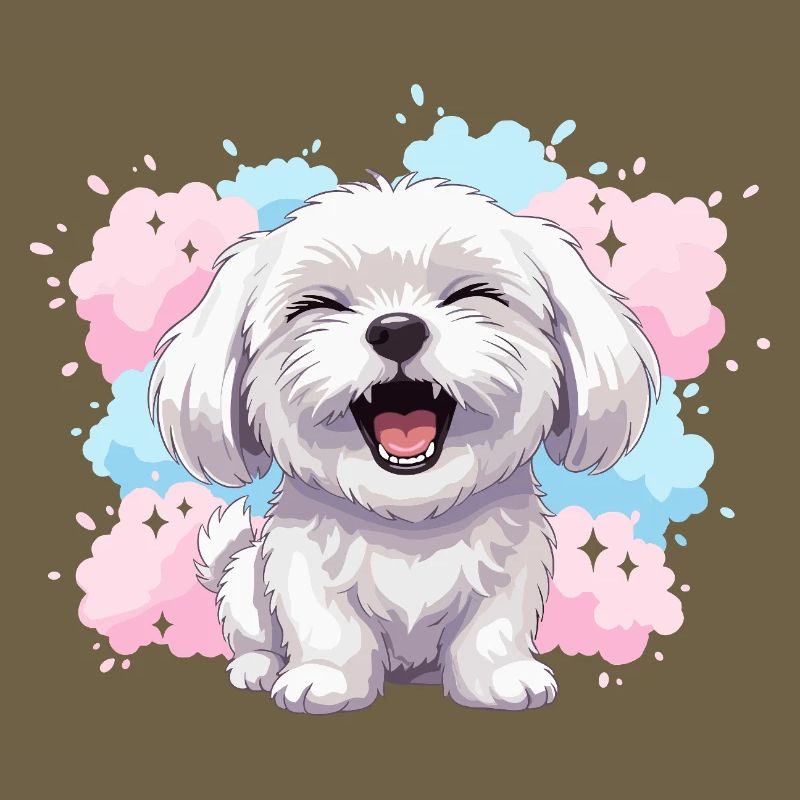 Cheerful Fluffy Dog Pastel Splash
