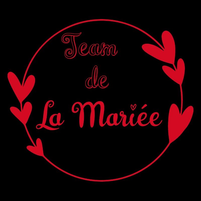 Team de la mariée contour cœurs rouges