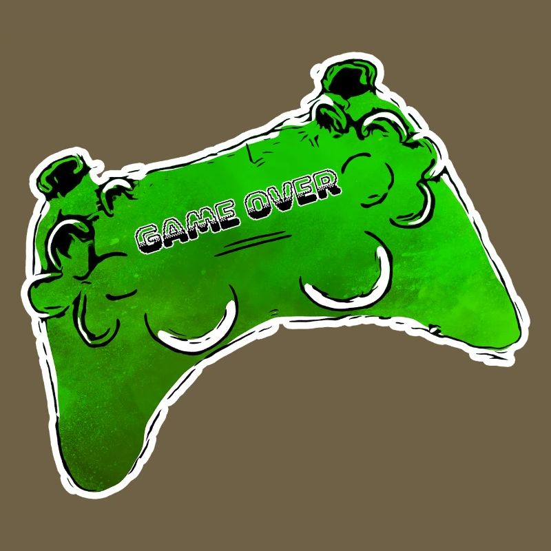 manette de bande dessinée verte avec texte GAME OVER