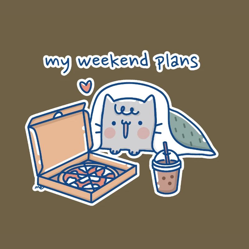 Chat Kawaii avec Pizza Design