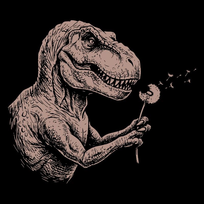  Vintage T-Rex Blowing Dandelion Dinosaur Nature