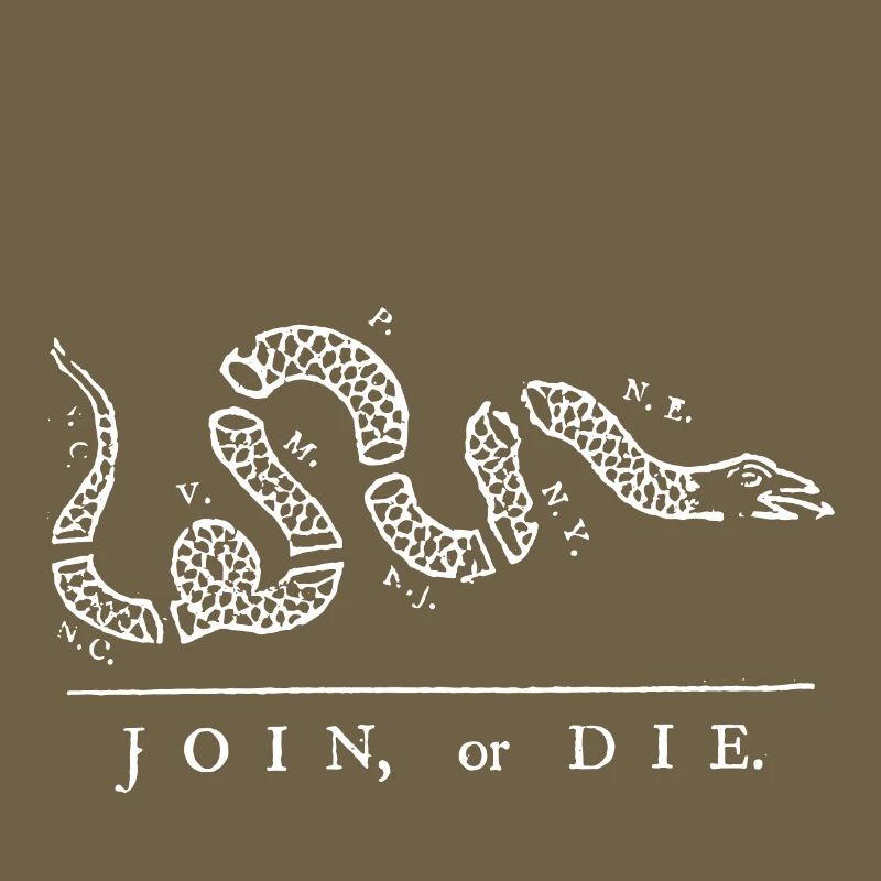 Gadsden alte Flagge beitreten oder die franklinwhite