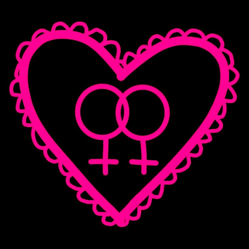 Herz der zwei Feminisymbole
