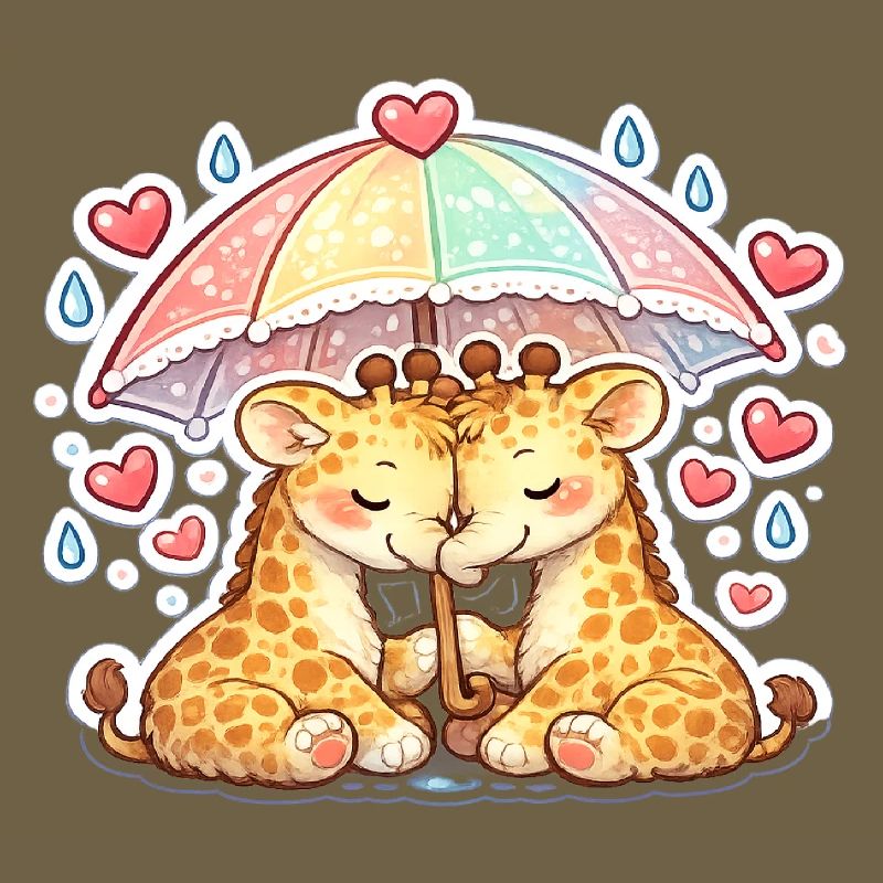 Kuschelige Giraffen unter Regenbogen