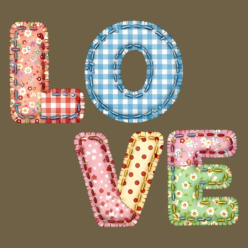 Love Patchwork Design Bunte Stoffflicken