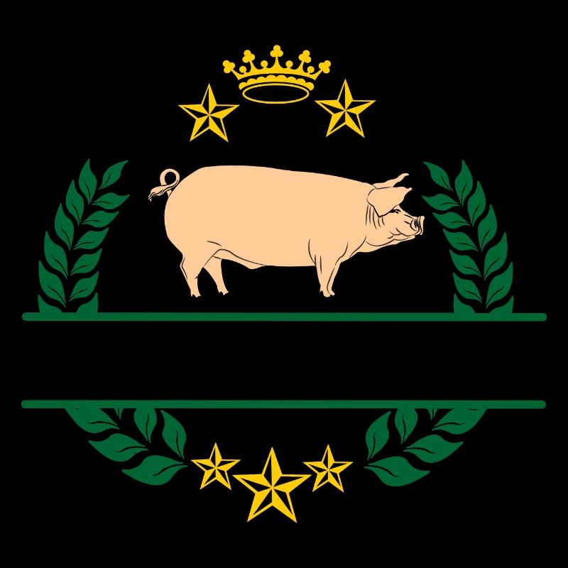 Cochon en couronne de laurier vert avec couronne jaune d’or