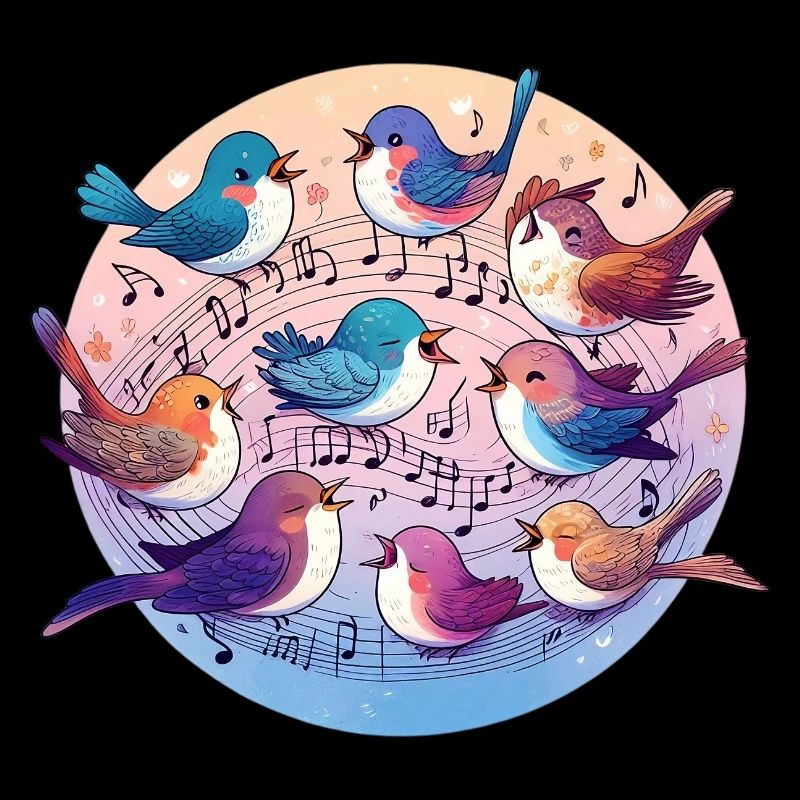 Les oiseaux chantent sur des partitions