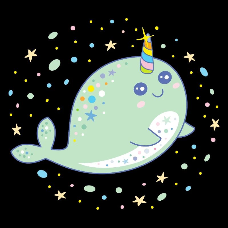 Süßer Narwal Wal Einhorn Kawaii Pastellfarben